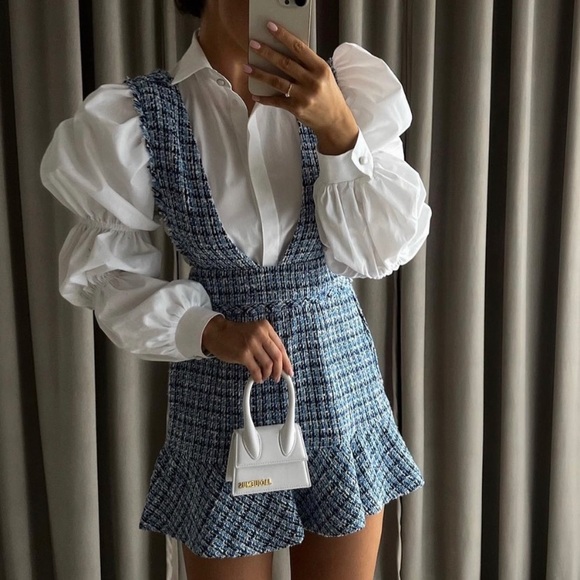 ZARA tweed look textured pinafore dress blogger favorite - Picture 8 of 14